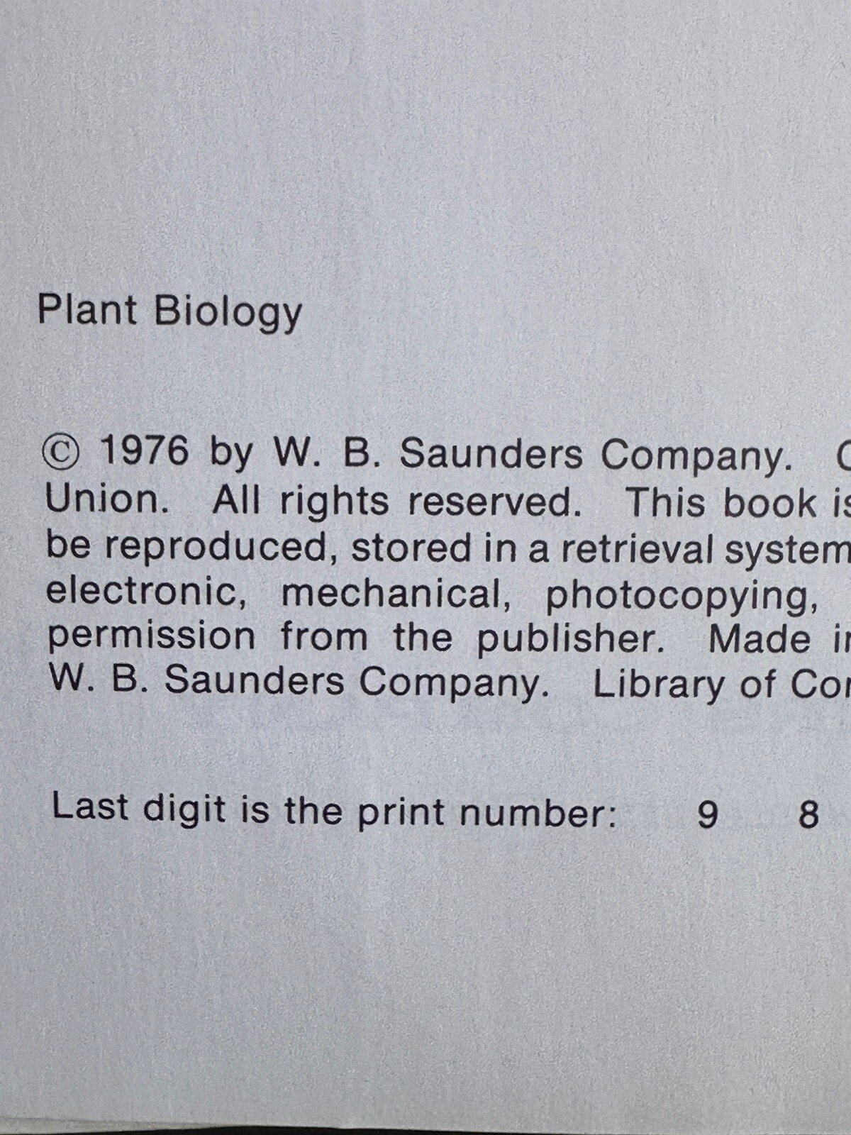 Plant Biology by NORSTROG & LONG hc 1976