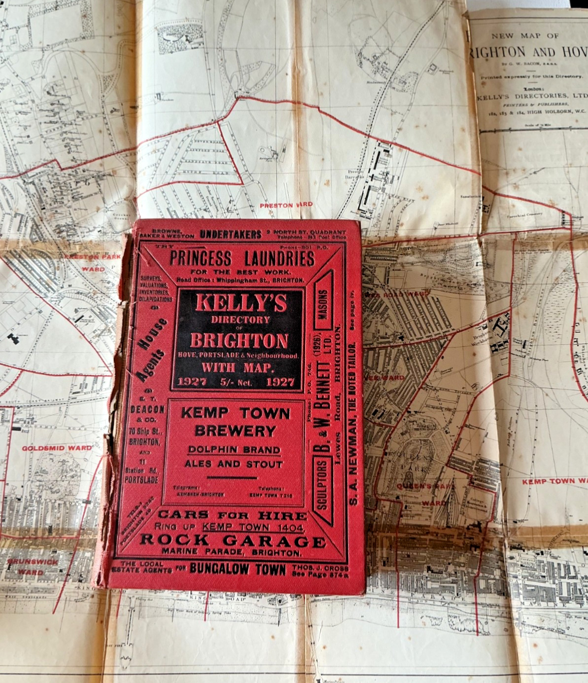 Kelly’s Directory Of Brighton 1927 With Map Hardback Book 880 pages