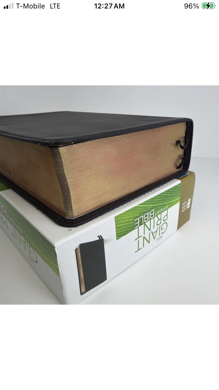 NIV, Giant Print Compact Bible, Giant Print, Premium Leather, Black – Excellent