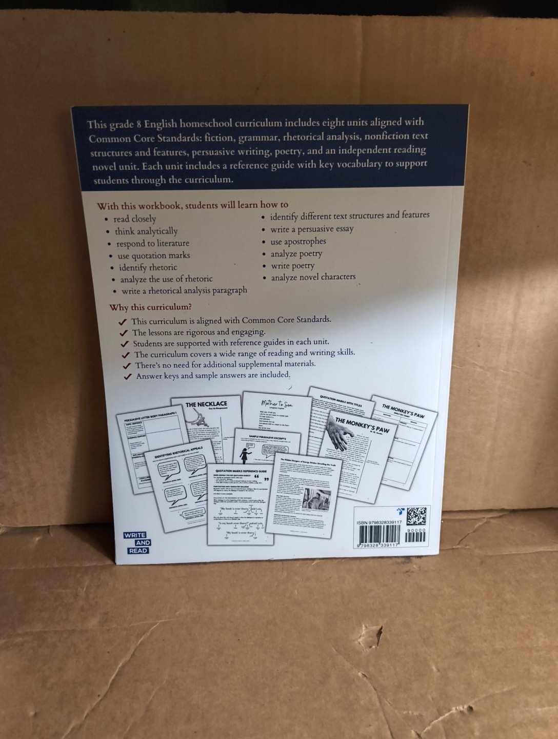 English Language Arts Homeschool Curriculum Workbook Grade 8