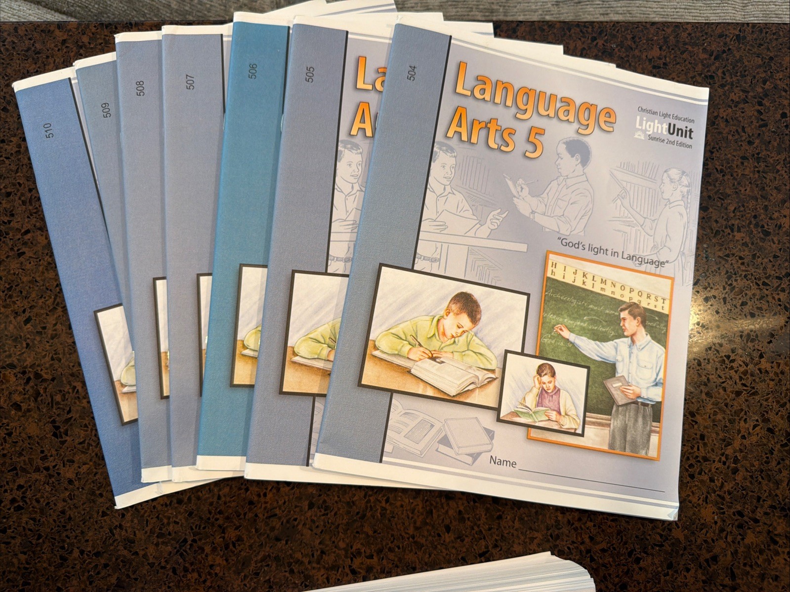 Christian Light Language Arts Grade 5 Teacher’s Guides Plus 504-510 Workbooks
