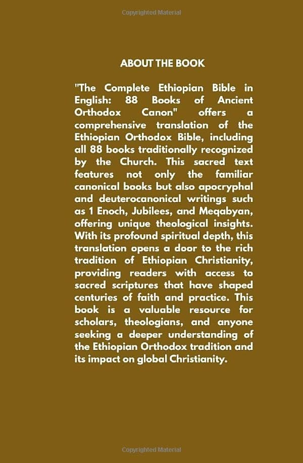 The Complete Ethiopian Bible in English: 88 Books of Ancient Orthodox Canon: Inc