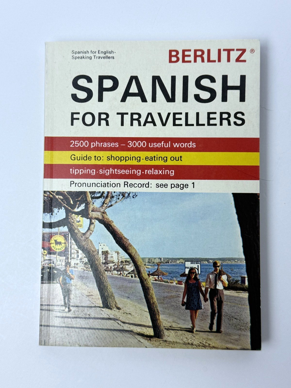 Vtg 1972 Berlitz Spanish for Travelers Phrase Book & Cassette Tape