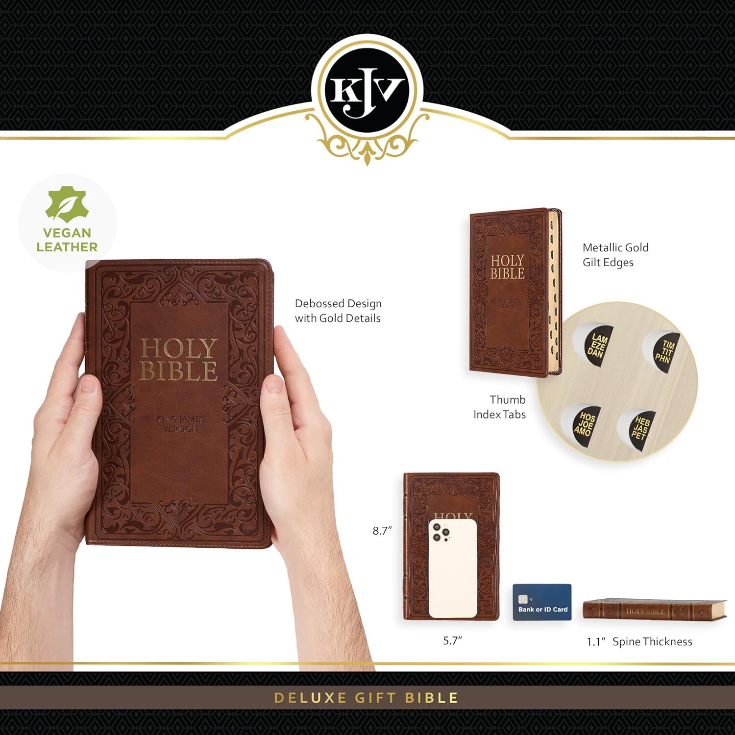 Medium Brown KJV Deluxe Bible with Thumb Index in Shrink Wrap King James Version