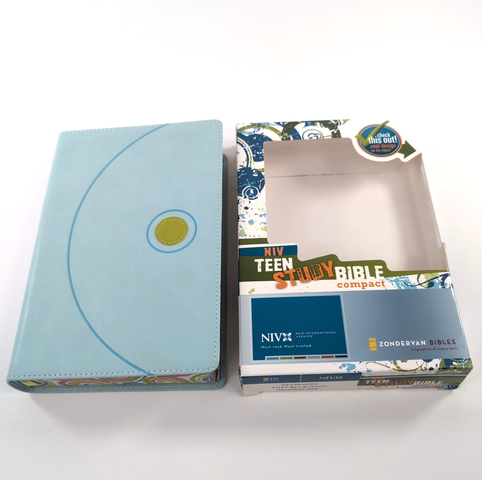 NEW! NIV Teen Study Bible COMPACT Version Italian Duo Leathersoft Blue Kiwi Pink