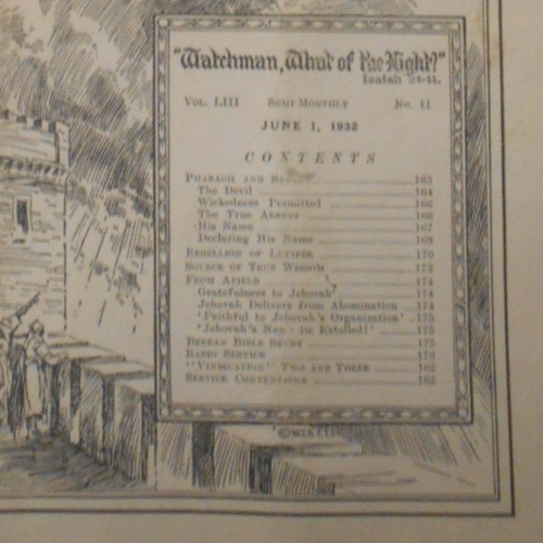 WATCHTOWER Volume LIII Number 11 Pages 161 to 176 JUNE 1, 1932