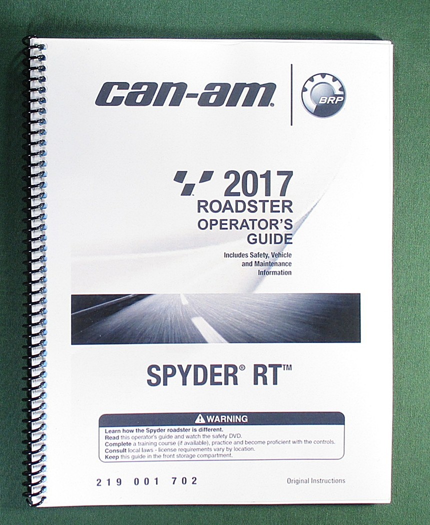 2017 Can-Am Spyder RT Operator’s Manual With Protective Covers!