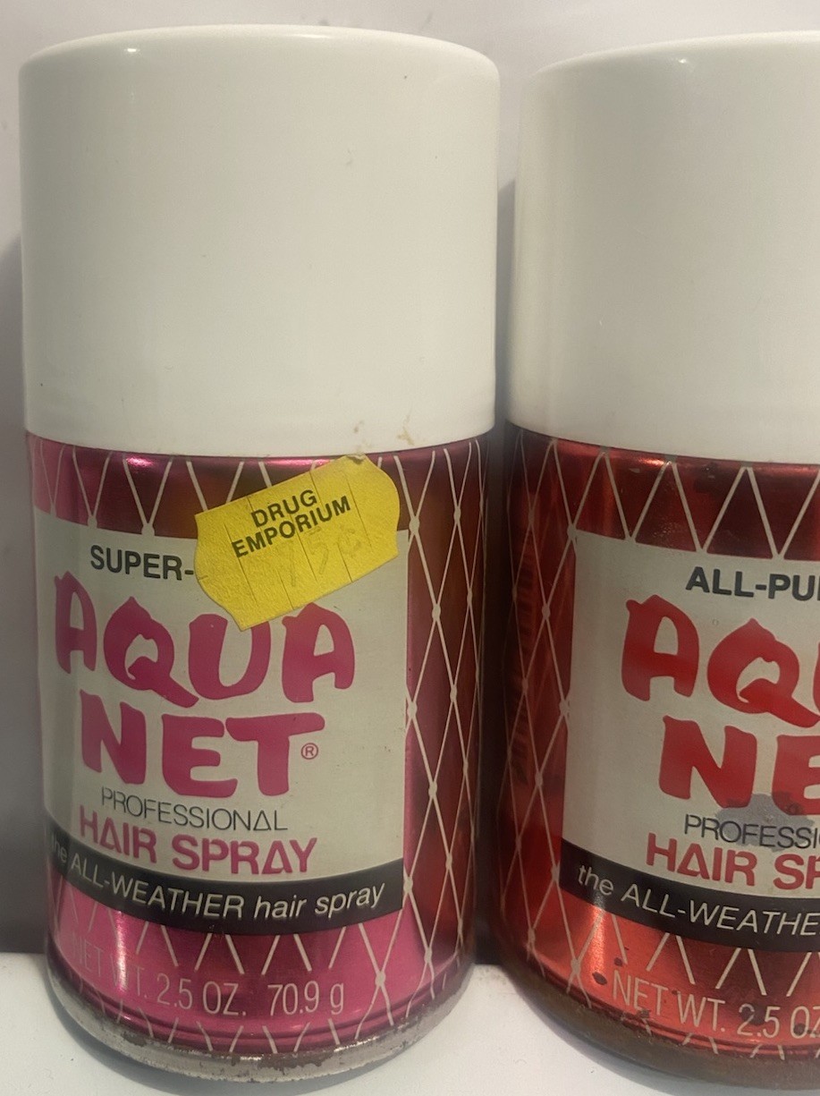 4x NOS Super Rare Vintage Hair Sprays Aqua Net Salon 2.5 Oz Travel Size 80s