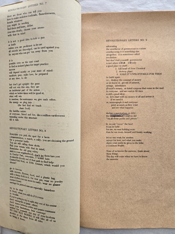 Original 1968 Diane Di Prima REVOLUTIONARY LETTERS 34 Poems Folio 8.5″ x 14″