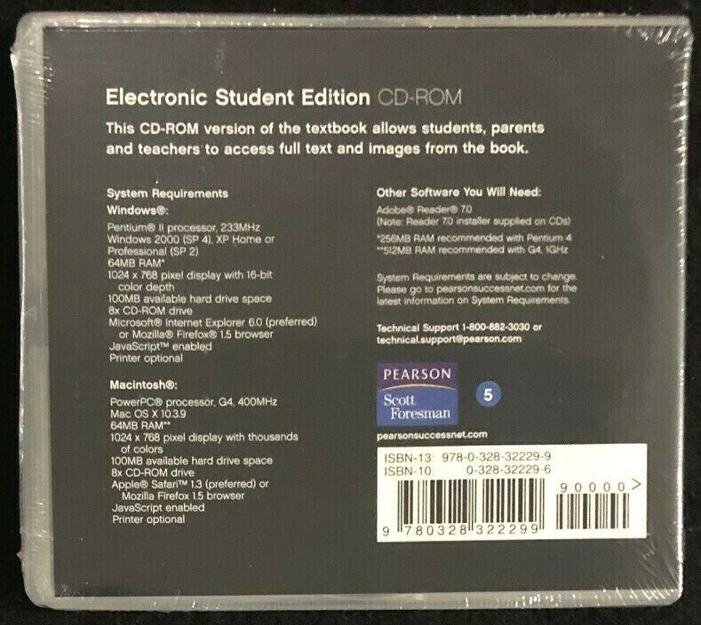 5th Grade enVision Electronic STUDENT EDITION CD-ROM – Hard Case (2009, Pearson)