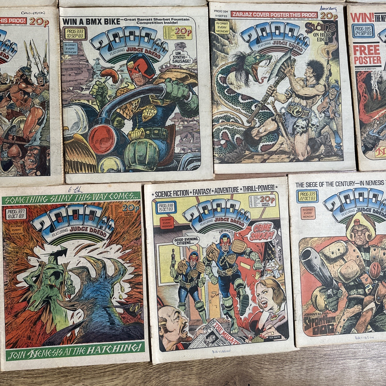 2000AD Progs Judge Dredd issues 321 – 339 job lot