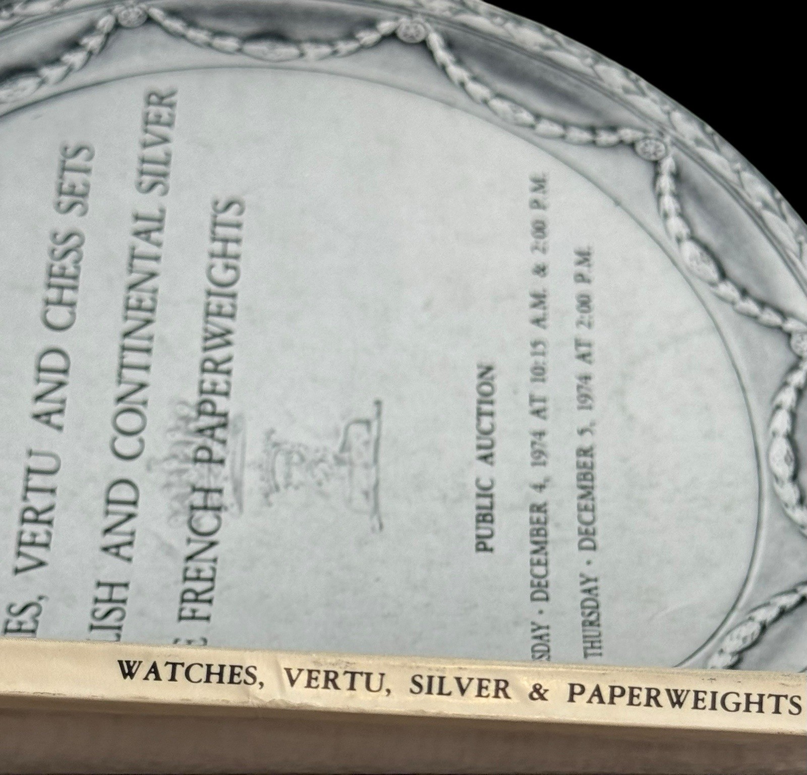Sothebys Parke Bernet Auction Catalog 1974 Watches Vertu Silver Chess Vintage