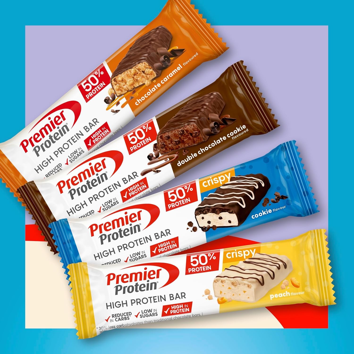 Premier Protein – High Protein Bar 50% – Multiflavourbox – 20x40g – Low Sugar