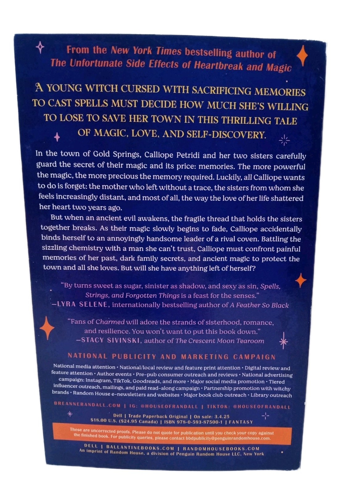 Spells Strings and Forgotten Things Sisters of Light & Shadow Uncorrected Proof
