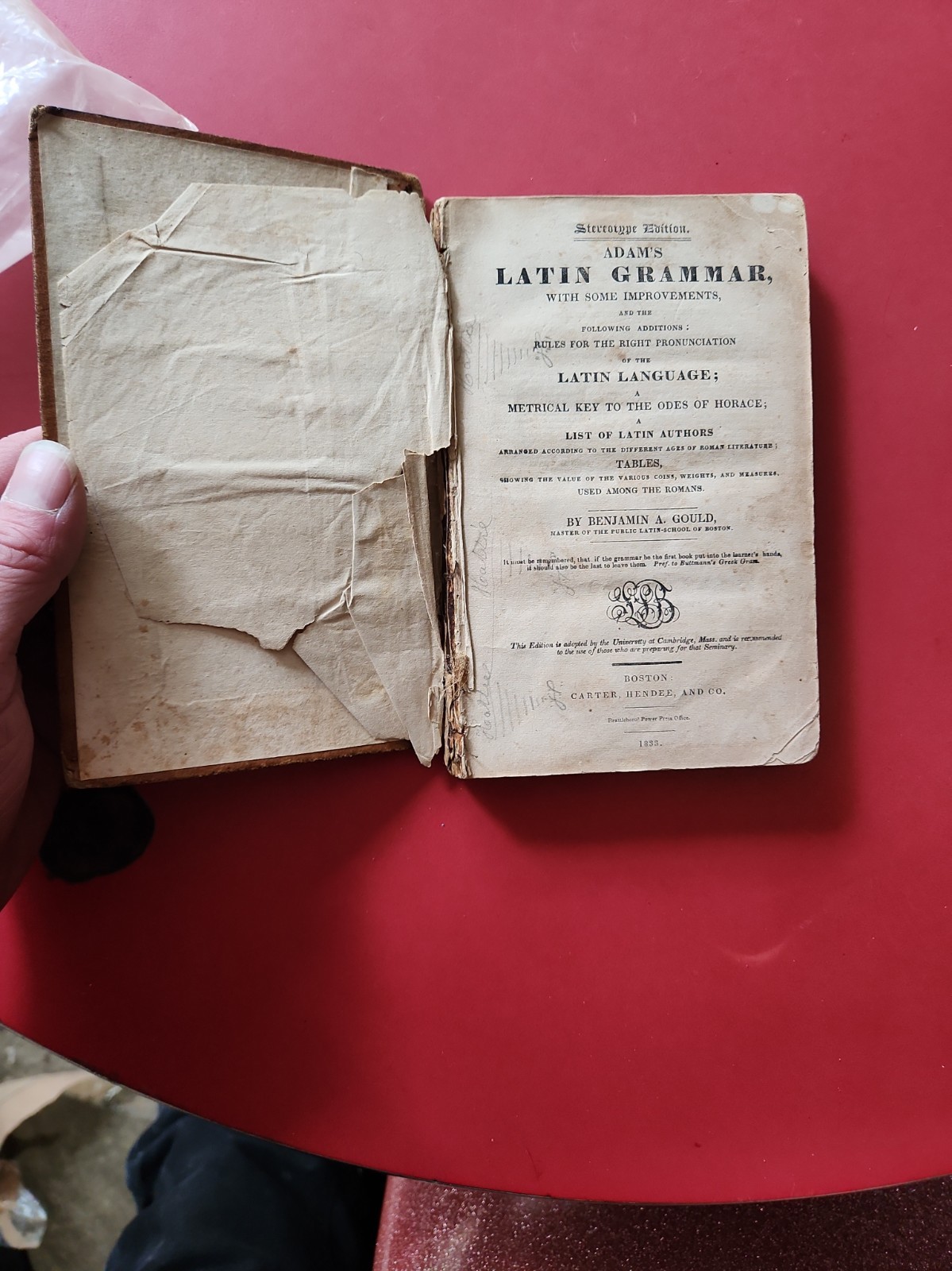 ** 1833 Adam’s Latin Grammar Original Printing Not Copy 1833