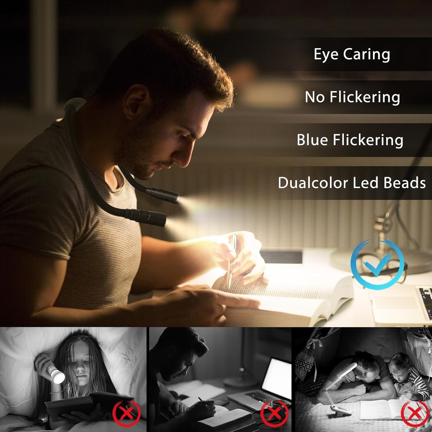 Rechargeable Neck Light Reading Lamp for Crocheting Knitting and Crafting