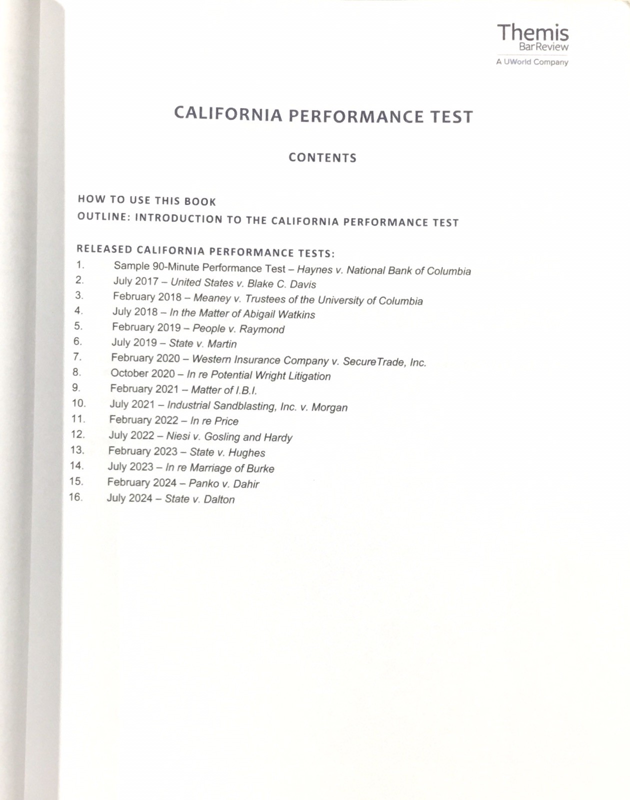 Themis Bar Review California Performance Test 2026-2027 Edition (paperback)
