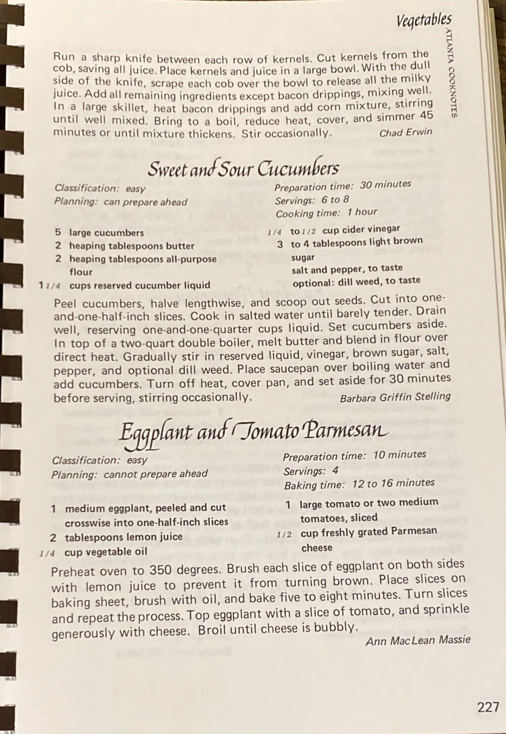Atlanta Cooknotes The Junior League of Georgia 1983 Spiral 440 Pages Cookbook