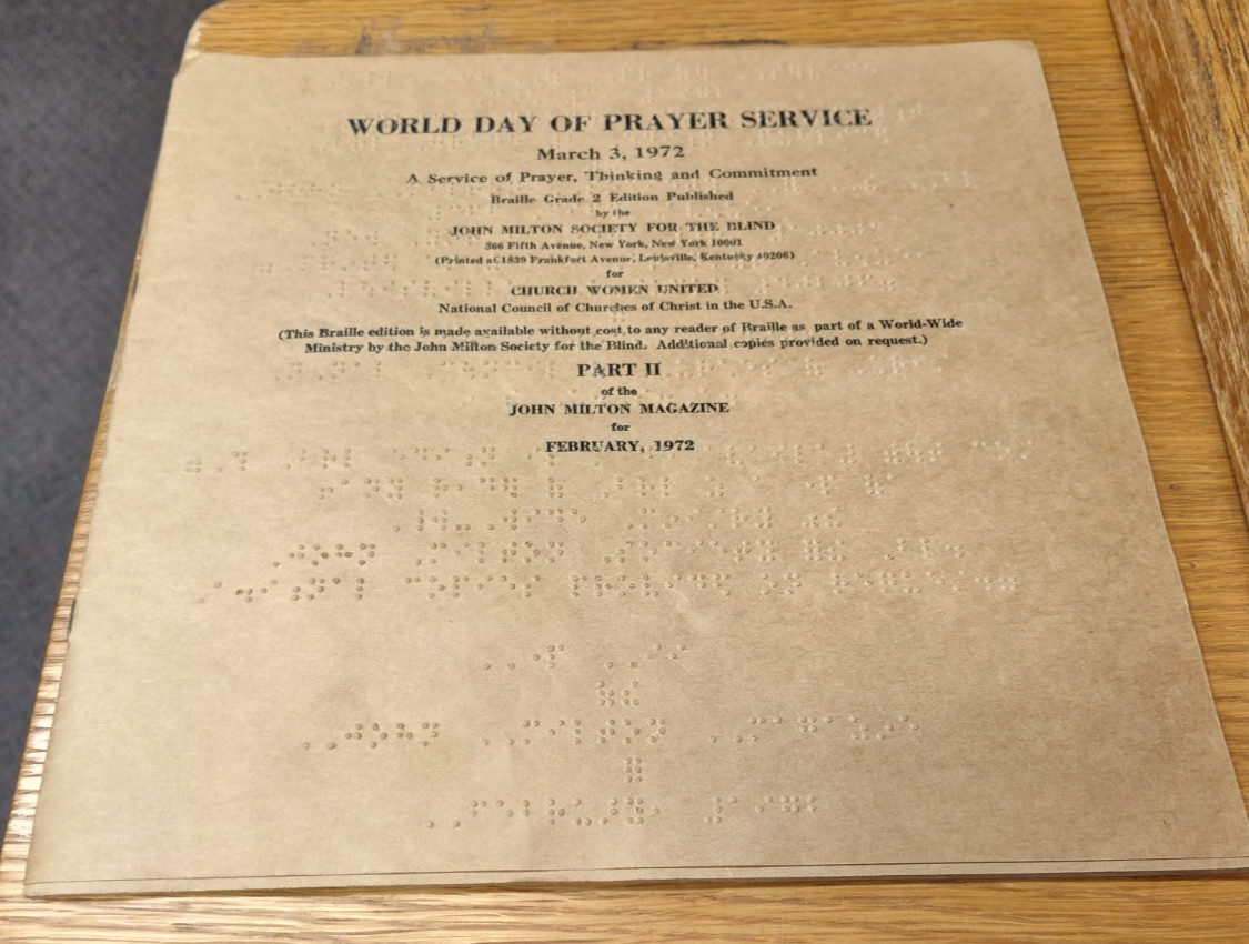 World Day of Prayer Service, Braille Grade 2, 3/3/1972 part II