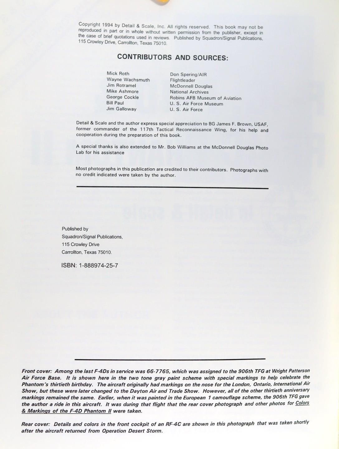 Bert Kinzey F-4C, F-4D & RF-4C Phantom II Detail & Scale D&S Vol 31 Paperback