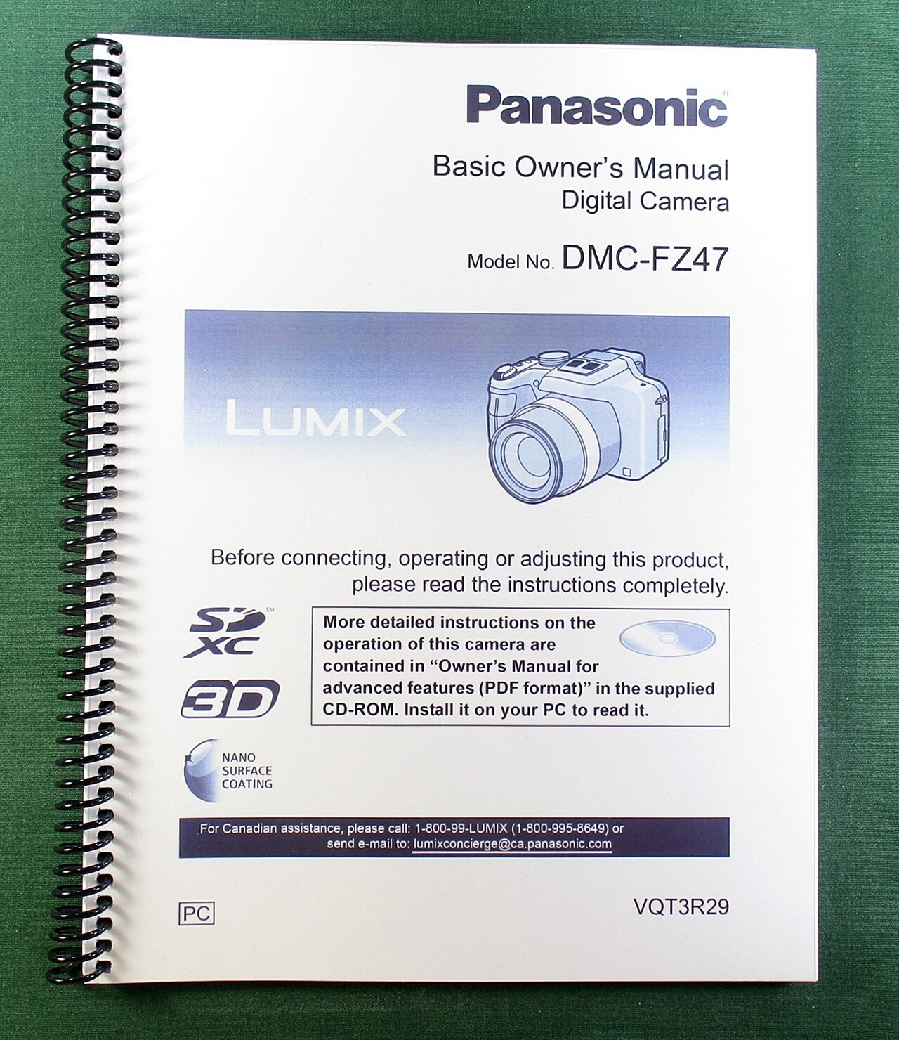 Panasonic Lumix DMC-FZ47 Basic Owner’s Manual: 38 Pages & Protective Covers!