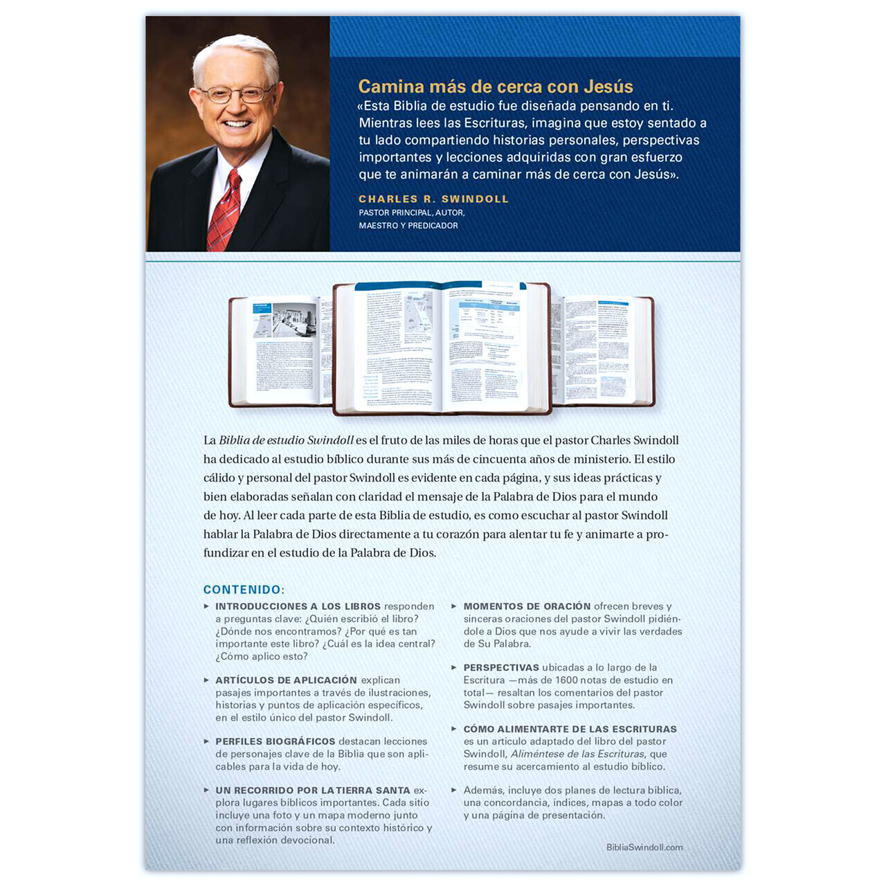 Biblia de Estudio Swindoll NTV: imit. piel duotono café con indice