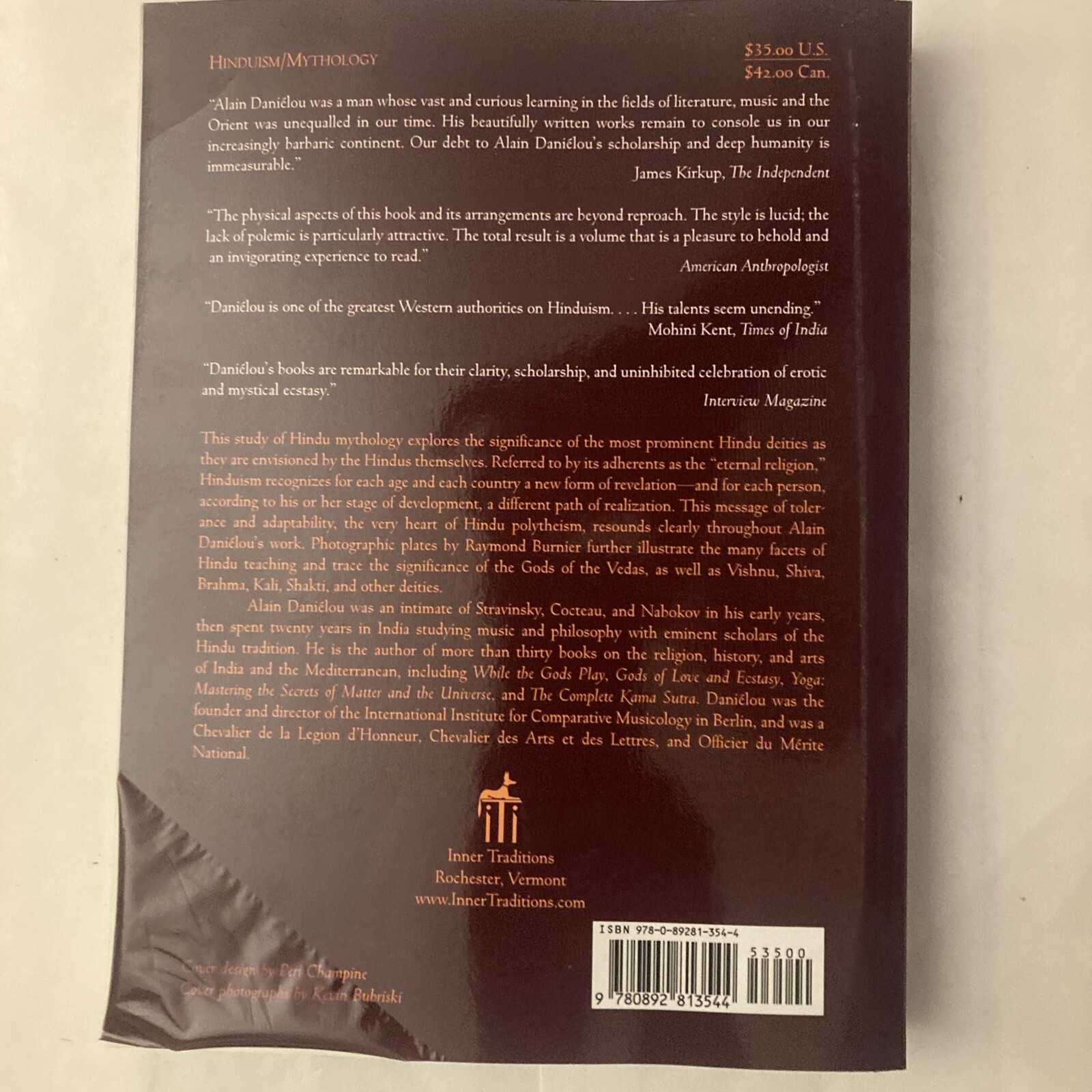 The Myths and Gods of India: The Classic Work – Alain Daniélou (Inner -1991 PB)