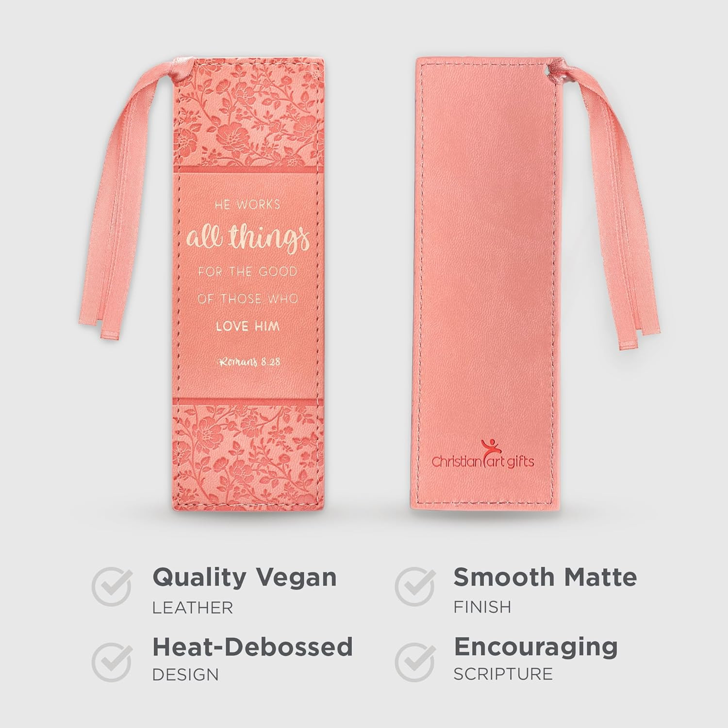 Premium Vegan Leather Scripture Bookmark for Women: He Works All Things – Roman