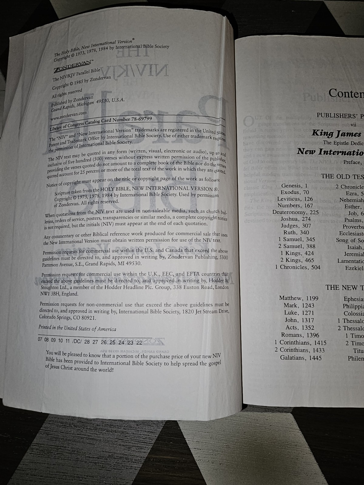 NIV/KJV Parallel Bible Hardcover Zondervan 1984 HC GC