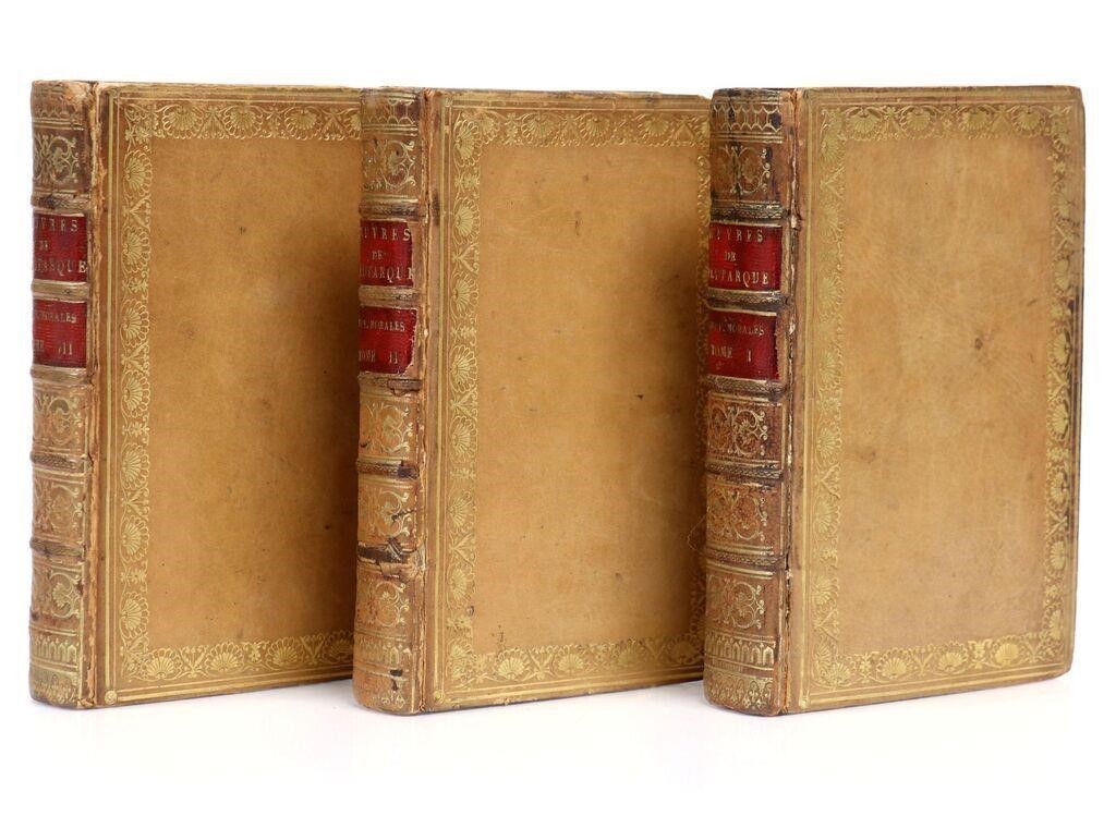 Antique Book 1500s – 1574 Plutarch Works Set Volumes 1-3