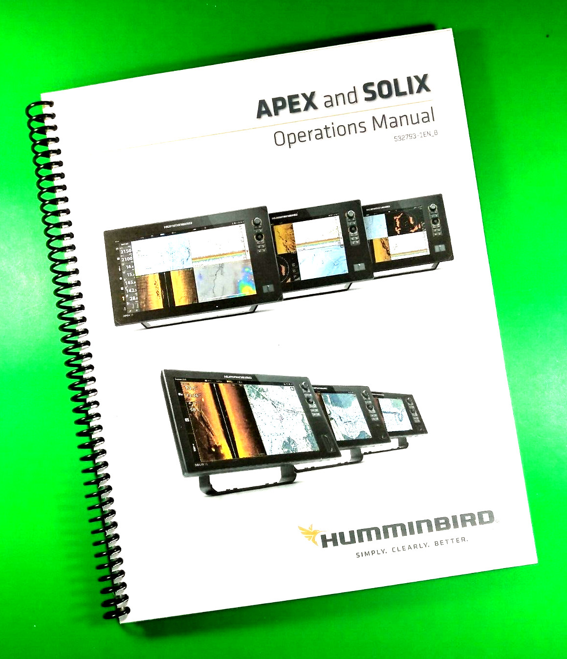 Owners Manual for Humminbird APEX and SOLIX, 299 Pages With Clear Covers!