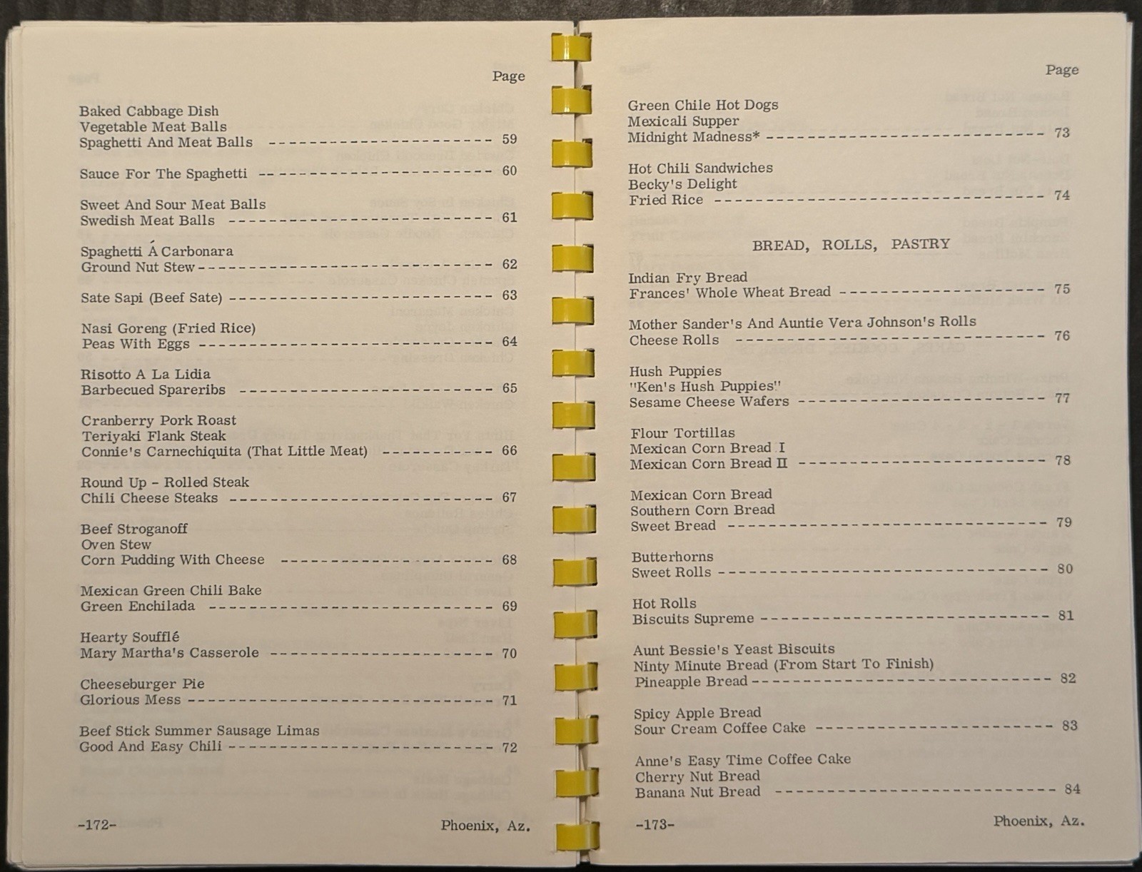 1978 PHOENIX, AZ, CENTRAL BAPTIST CHURCH COOKBOOK 182 PAGES VINTAGE