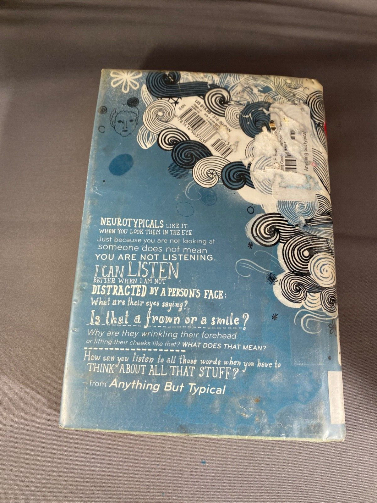 Anything But Typical by Nora Raleigh Baskin Hardcover Dust Jacket Ex-Library