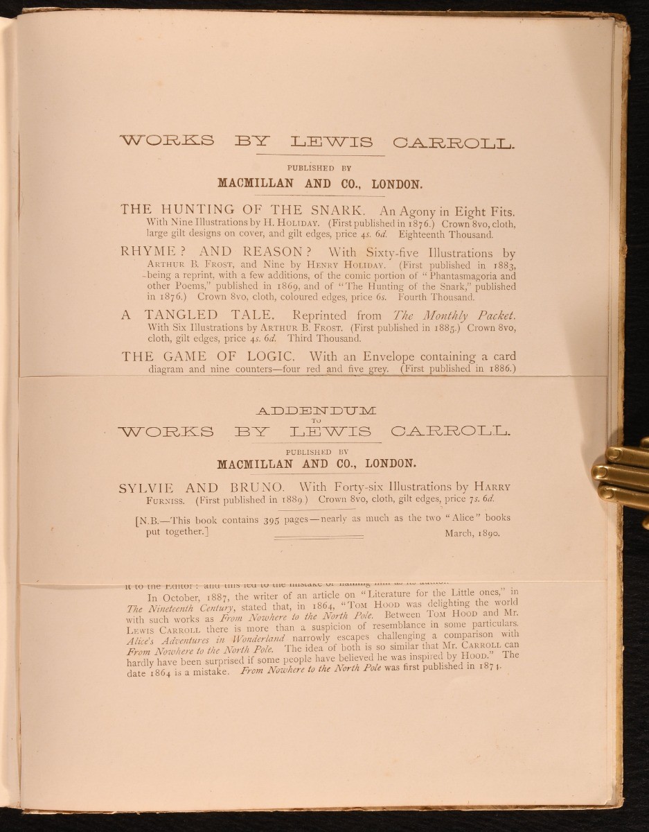1890 The Nursery “Alice” Lewis Carroll Signed Presentation Copy First Edition…