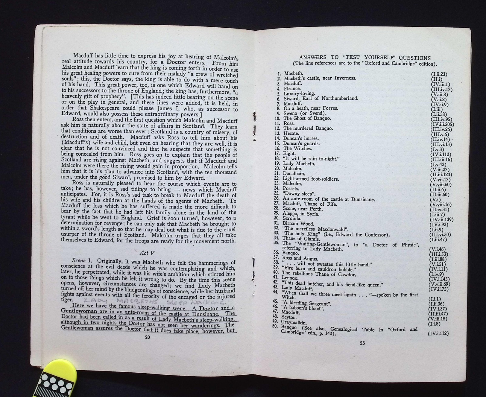 Study-Aids : Notes on Shakespeare’s Macbeth, 1976 Reprint Methuen Educational PB