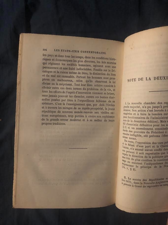 US History Book Les Etats-Unis Contemporains by Claudio Jannet 1876