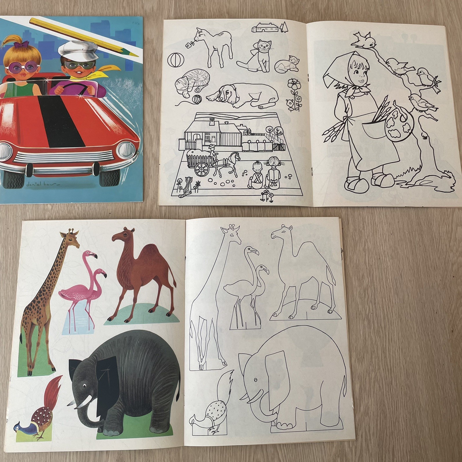 Vintage Daniel Bour Colouring Books Lot x5 Printed In Belgium 1960s 1970s