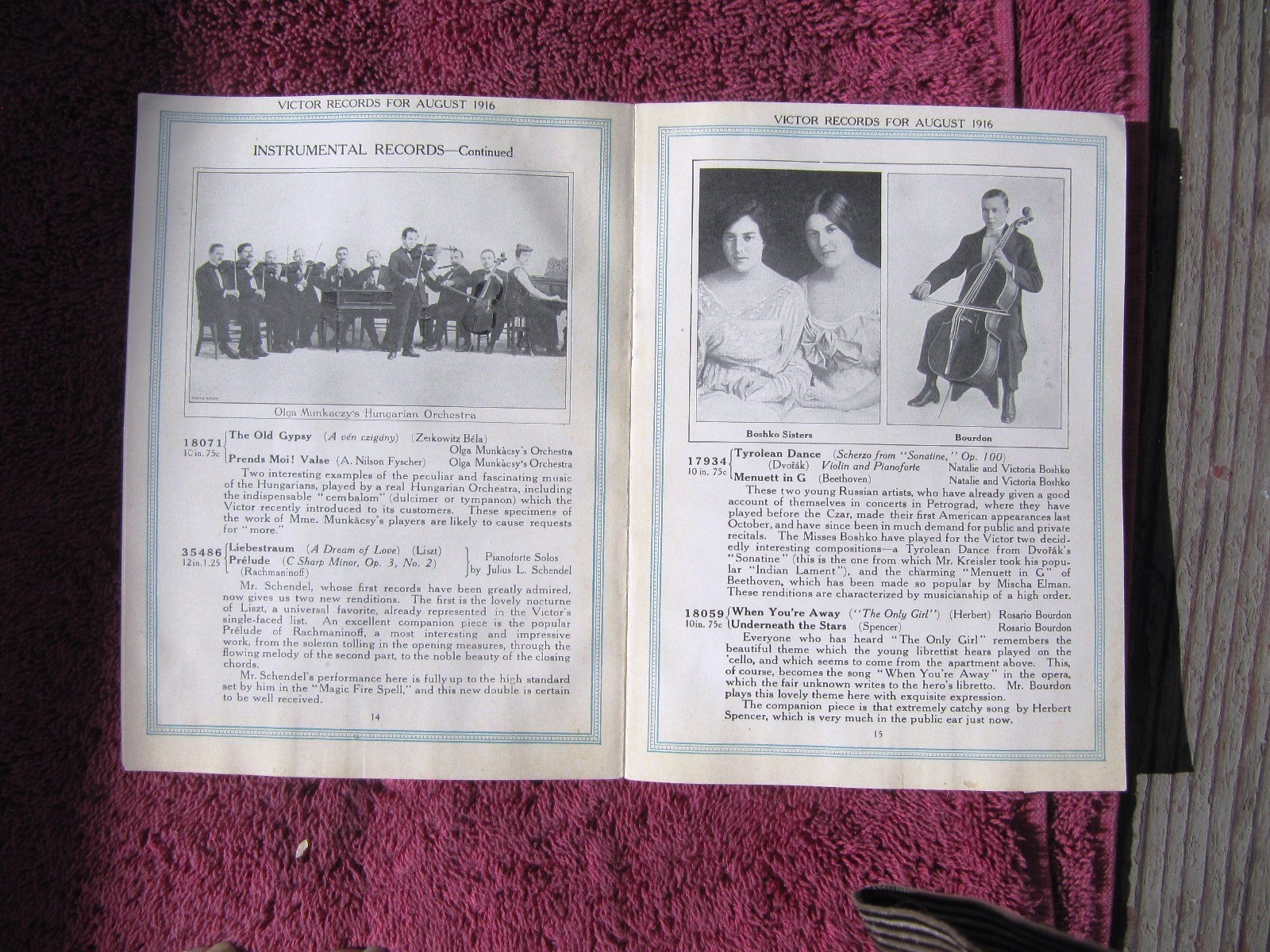 Kitty Cheatham Tribute New VICTOR RECORDS Aug 1916 Supplement Victrola CATALOG