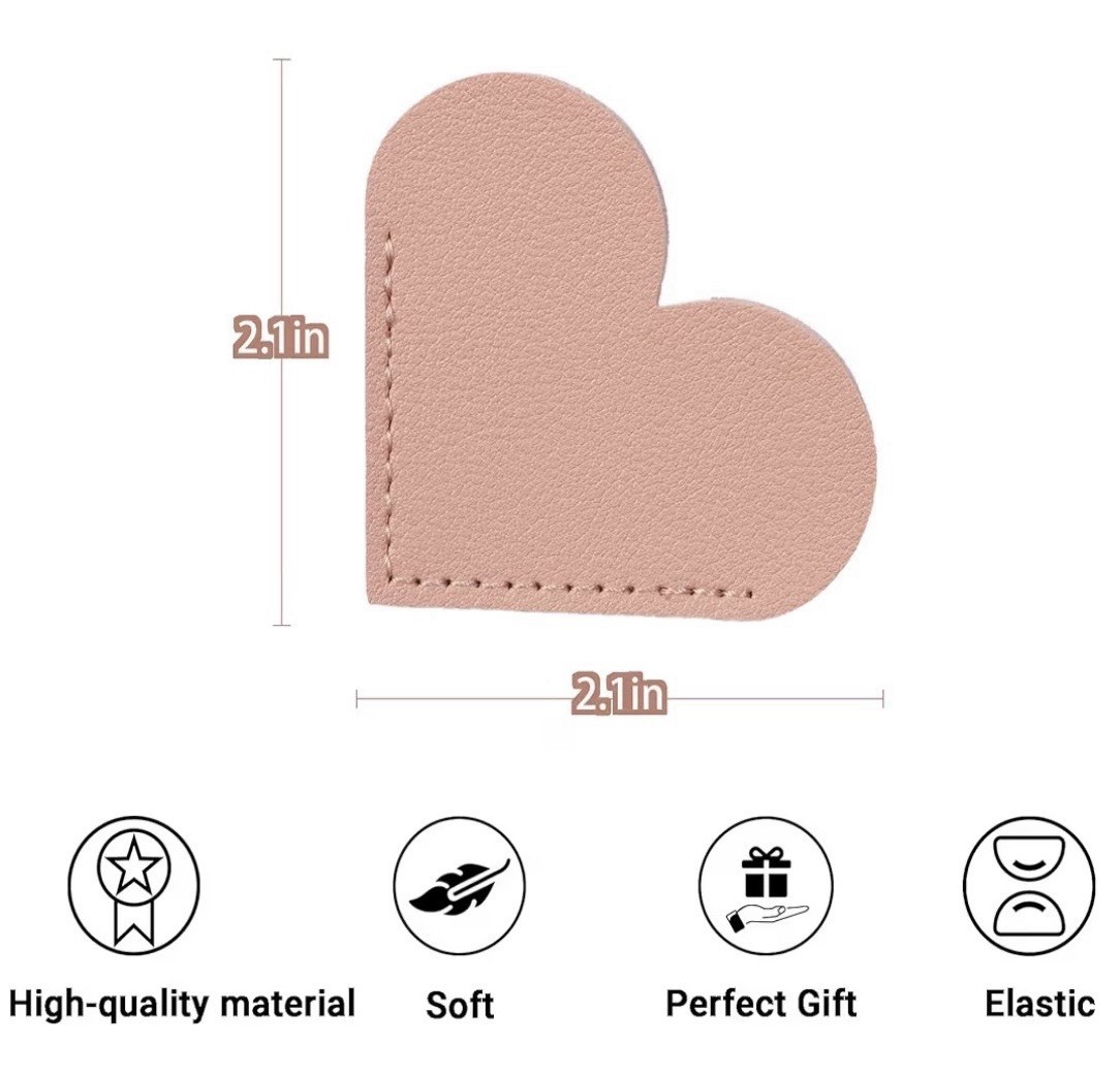 Heart Corner Bookmark, Faux Leather Flexible Multicolor Solid, 2.1 in – Brown