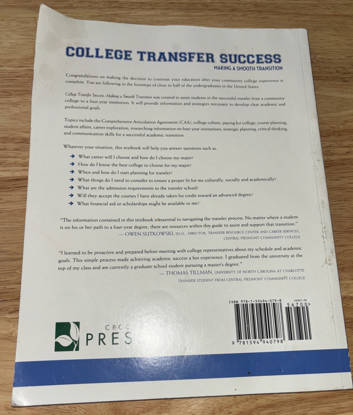 College Transfer Success, Third Edition : Making a Smooth Transition by Donna…