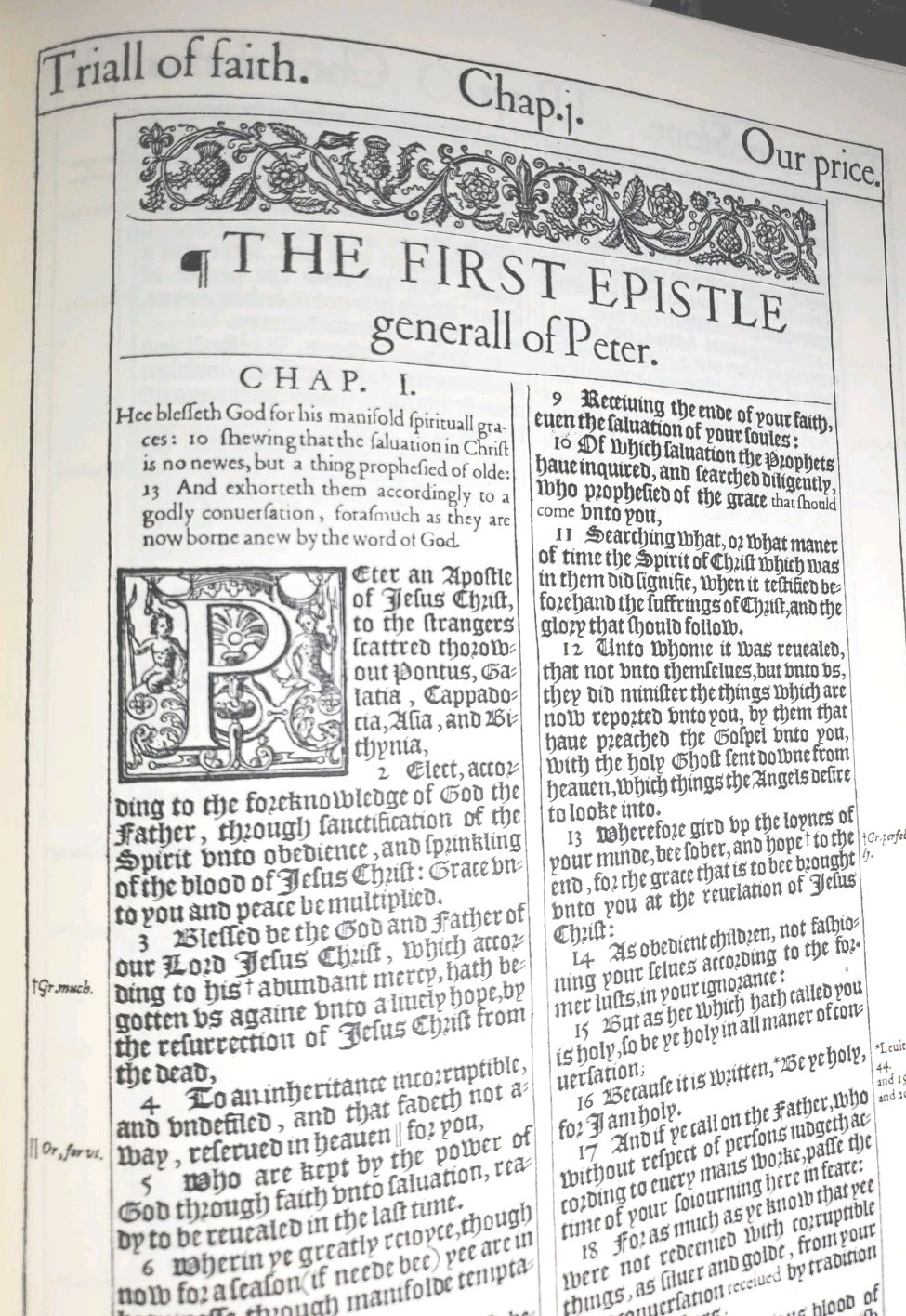 1611 King James Bible 1st Edition Facsimile AND Original Page Leaf 1600s 1st Chr