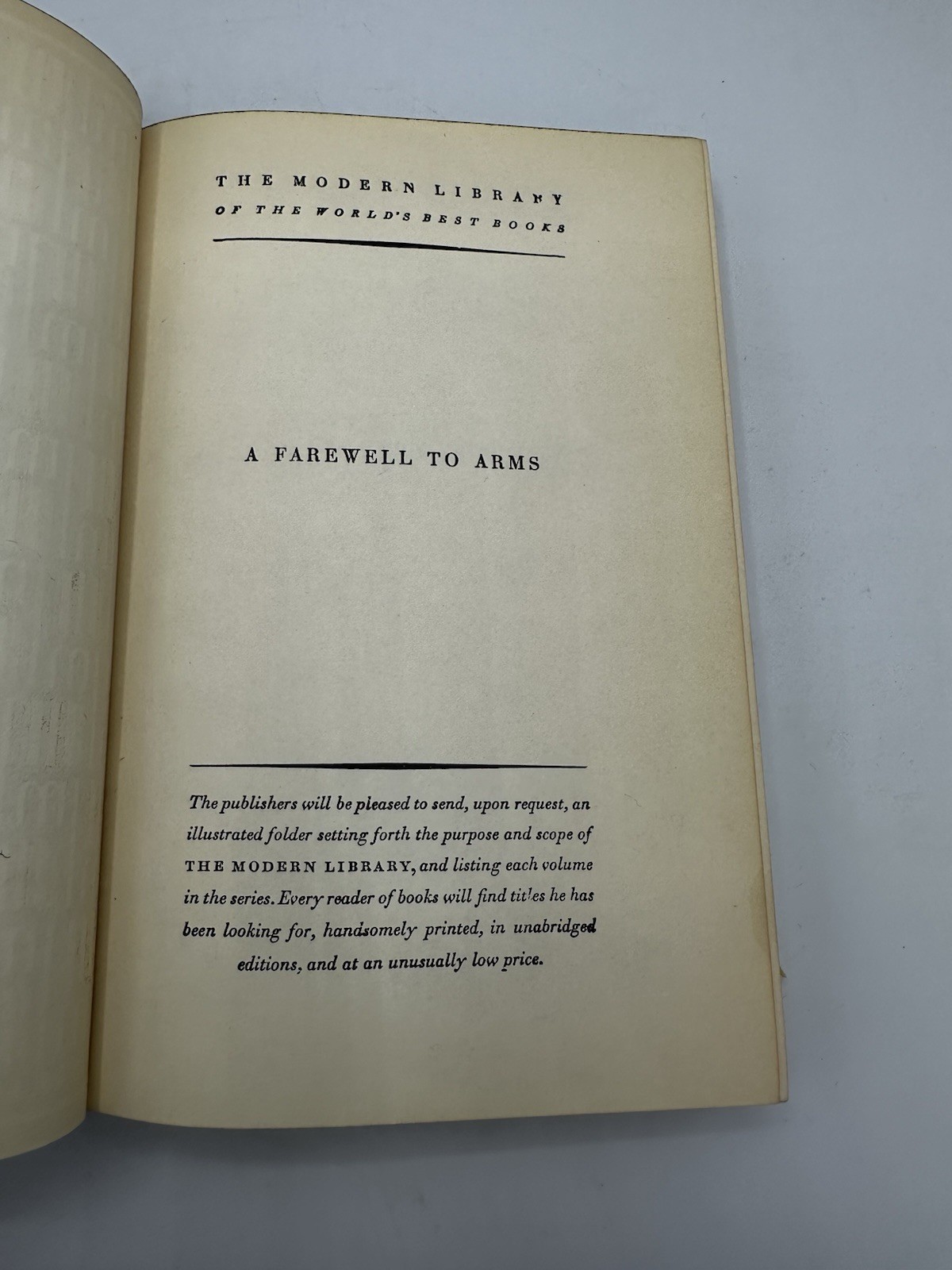 Ernest Hemingway A Farewell to Arms Modern Library HC w/ Dust Jacket