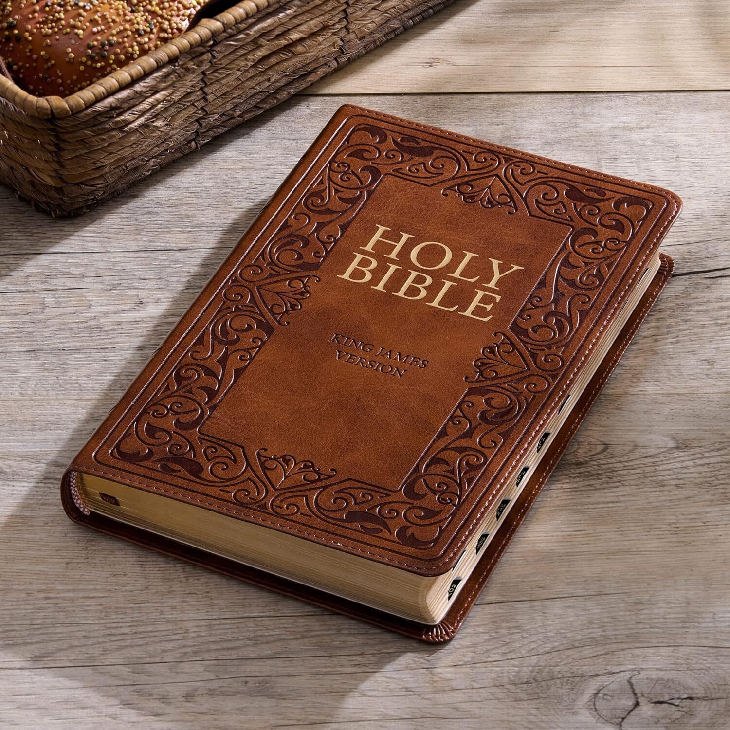 Medium Brown KJV Deluxe Bible with Thumb Index in Shrink Wrap King James Version