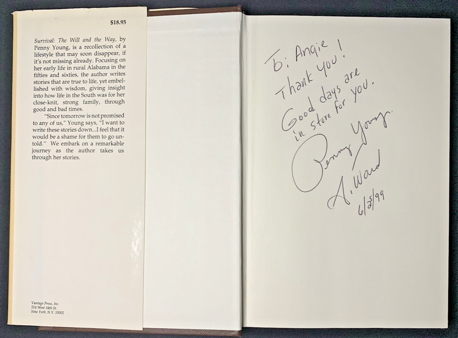 Survival The Will and The Way Penny Young SIGNED First Survival The W 1999 HC DJ