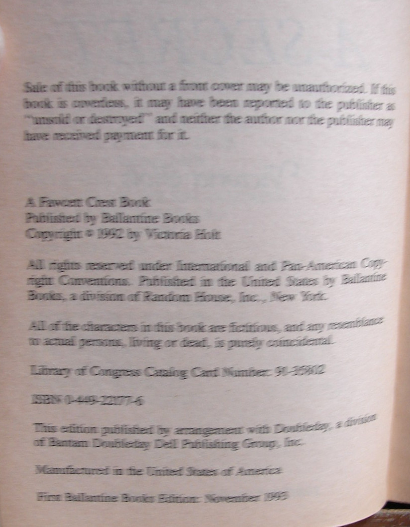 Seven for a Secret by Victoria Holt, 1993, Historical Romance, paperback, 6297