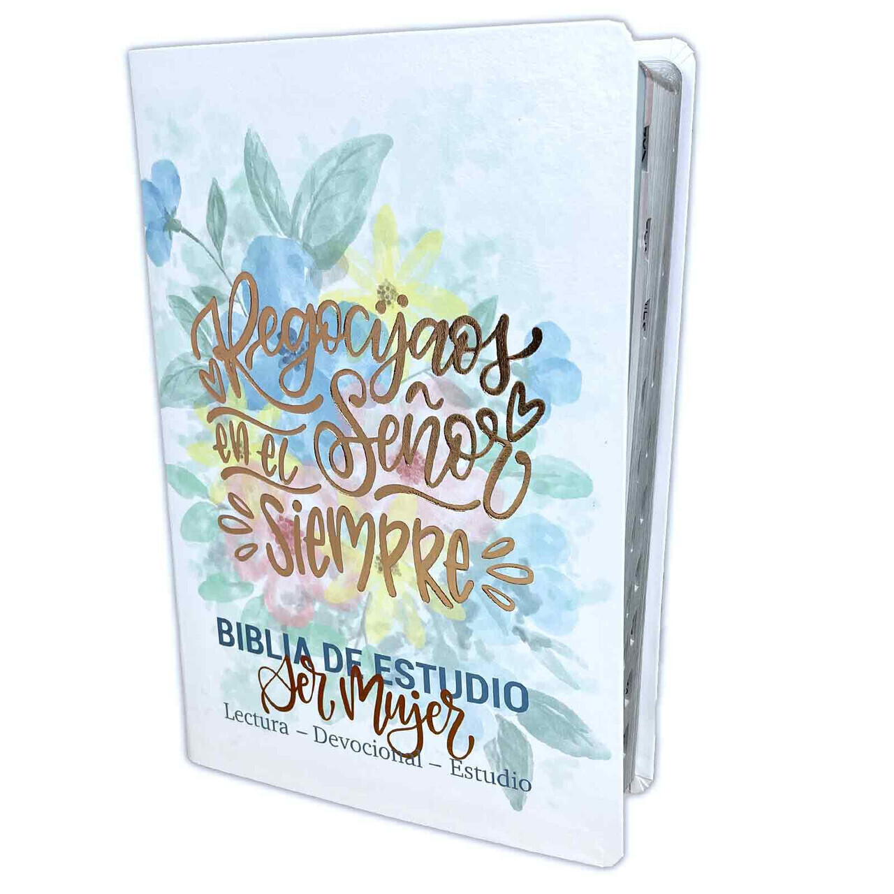 Biblia de Estudio Ser Mujer RV1960 blanco floral con indice – para mujeres