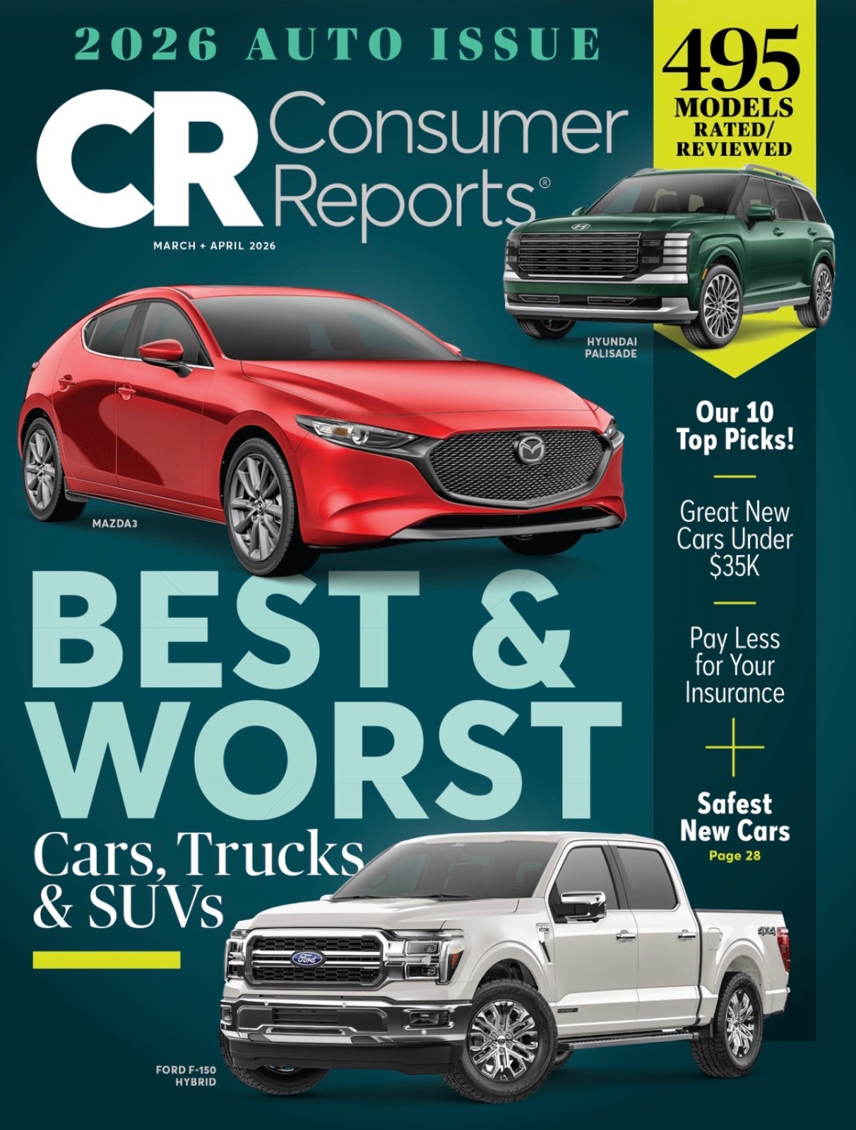 CONSUMER REPORTS MAGAZINE MARCH 2026 APRIL 2026 ANNUAL AUTO ISSUE BEST & WORST