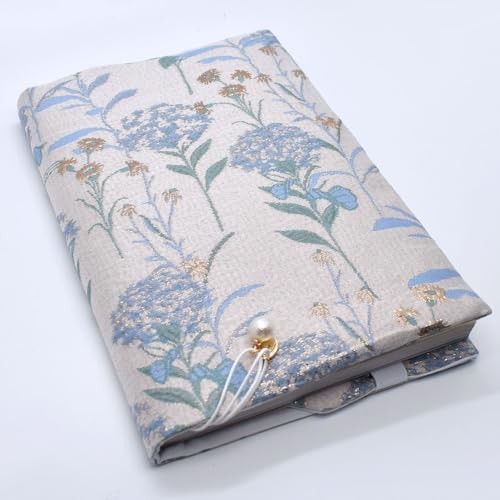 Handmade A5 Book Cover | Fixed Non-Stretch Fabric Sleeve 8.3in Dandelions Blue