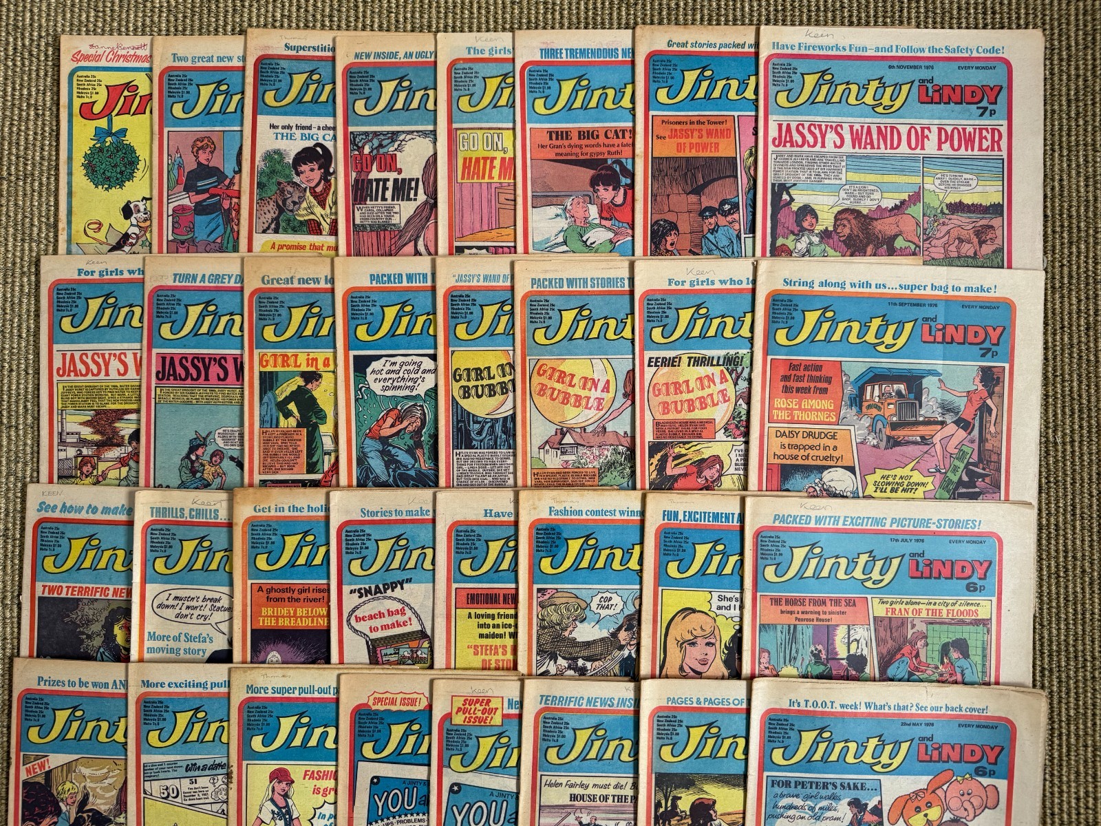 Jinty and Lindy comic, 1976 full year (52 issues), mainly FN to FN+