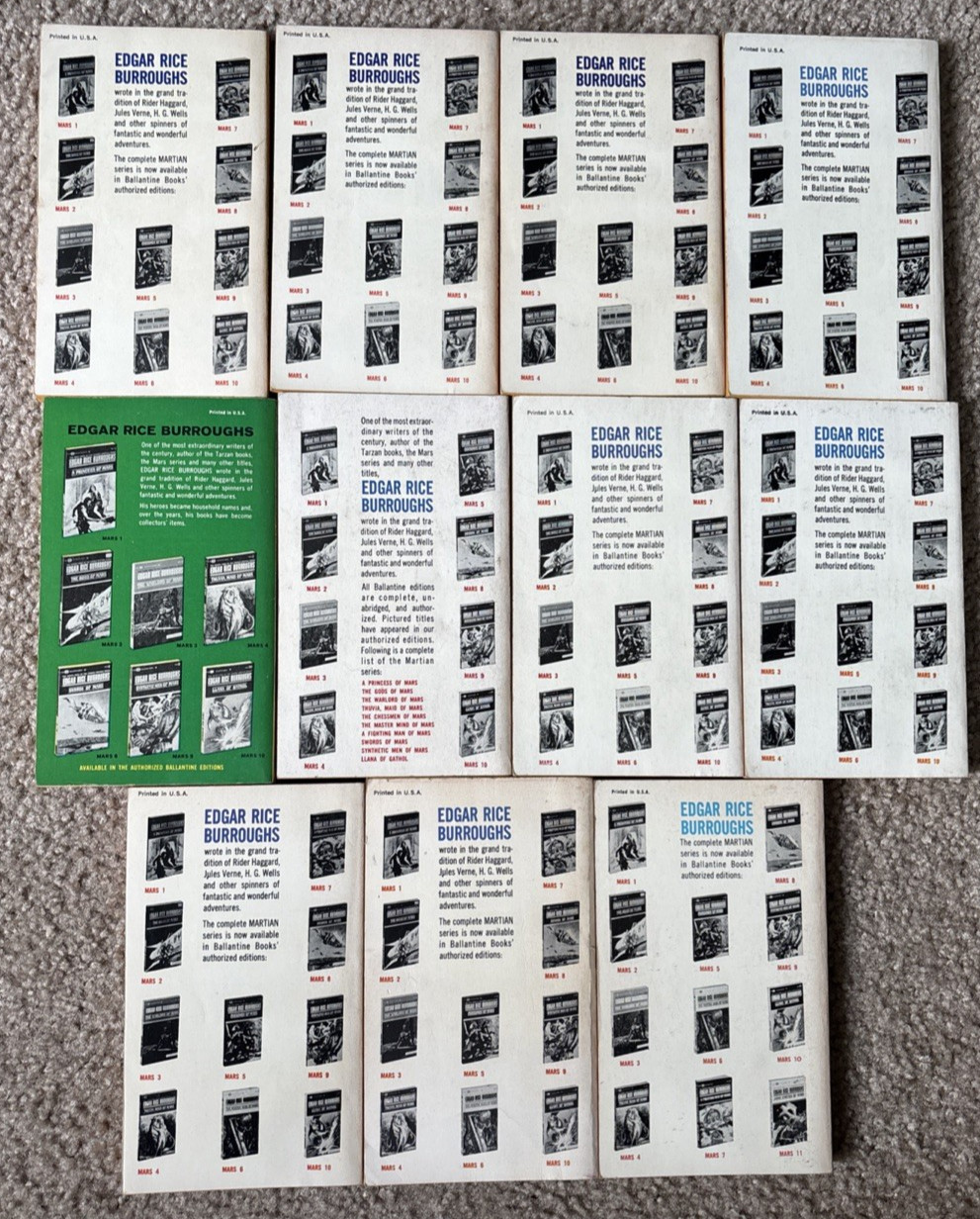 Vtg Edgar Rice Burroughs 1-11 Mars Paperbacks Martian Tales